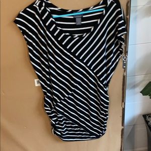 Black and white stripe maternity shirt
